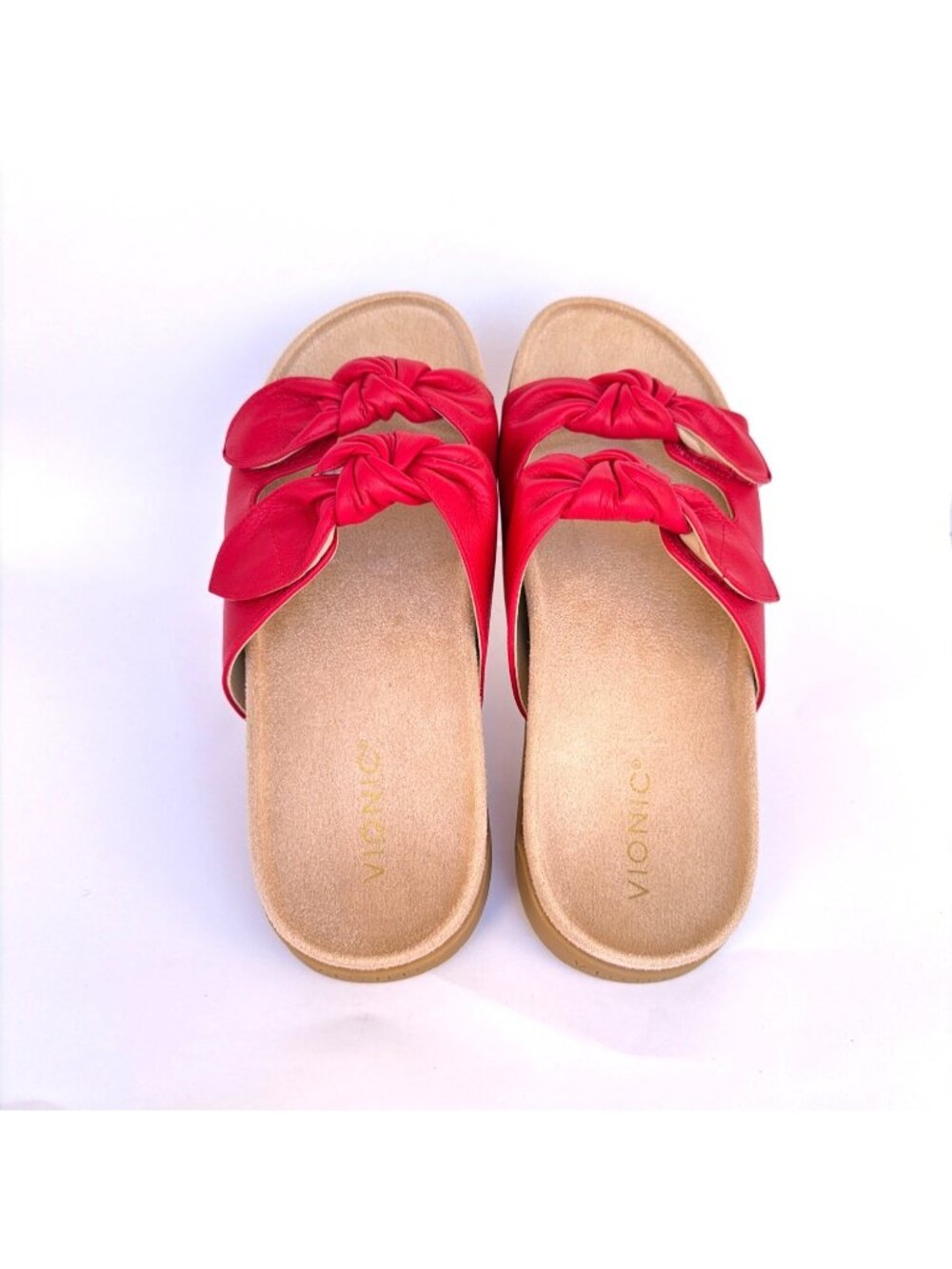 Vionic Elara Sandals Red Leather Women Slides Size 9.5 - Picture 4 of 7
